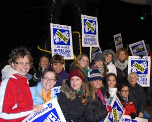 Nurses on strike at Lawrence & Memorial Hospital in New London, Connecticut