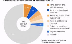 Chart: Musculoskeletal work injuries by occupation: percentages